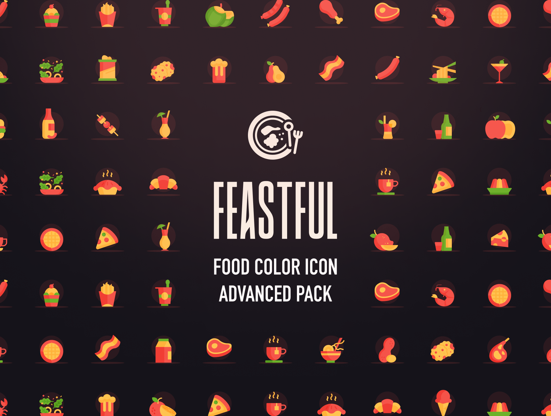 Feastful-食品颜色图标高级包 Feastful - Food color icon advanced pack ai, figma格式-3D/图标-到位啦UI